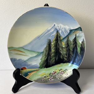 7” Hand Painted Hitomi Plate Scenery Landscape Japan Kitchen Decor Dinning Decor
